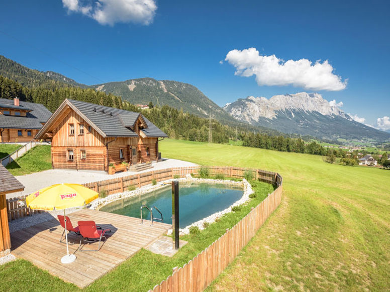 Ferienhütte Pruggern mit Badeteich, Kachelofen und schönem Panoramablick