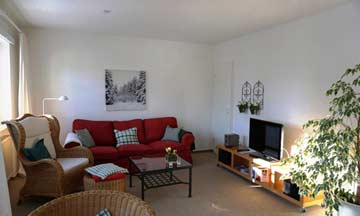 Wohnbereich mit Sofa und TV