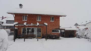 Das Ferienhaus bei Schneefall