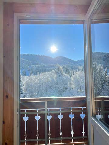 Aussicht vom Balkon im Winter