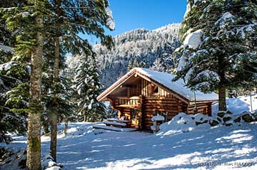 Hütte La Bresse im Winter (eines der vier baugleichen Chalets) Foto: Marc Fulgoni
