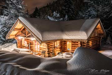 Hütte Hohneck in kanadischer Holzbauweise; Foto: Marc Fulgoni