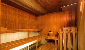 Sauna der gemeinsam genutzten Wellnessanlage
