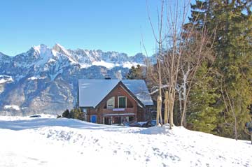 Hütte Flumserberg - traumhafter Wintertag mit toller Aussicht in Richtung Churfirsten und Gamsberg