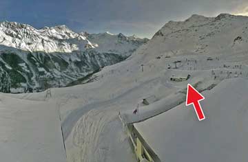 Webcam-Foto der Bergbahnen Zinal mit Blick auf die Skihütte (Foto: Webcam Bergbahnen Zinal)